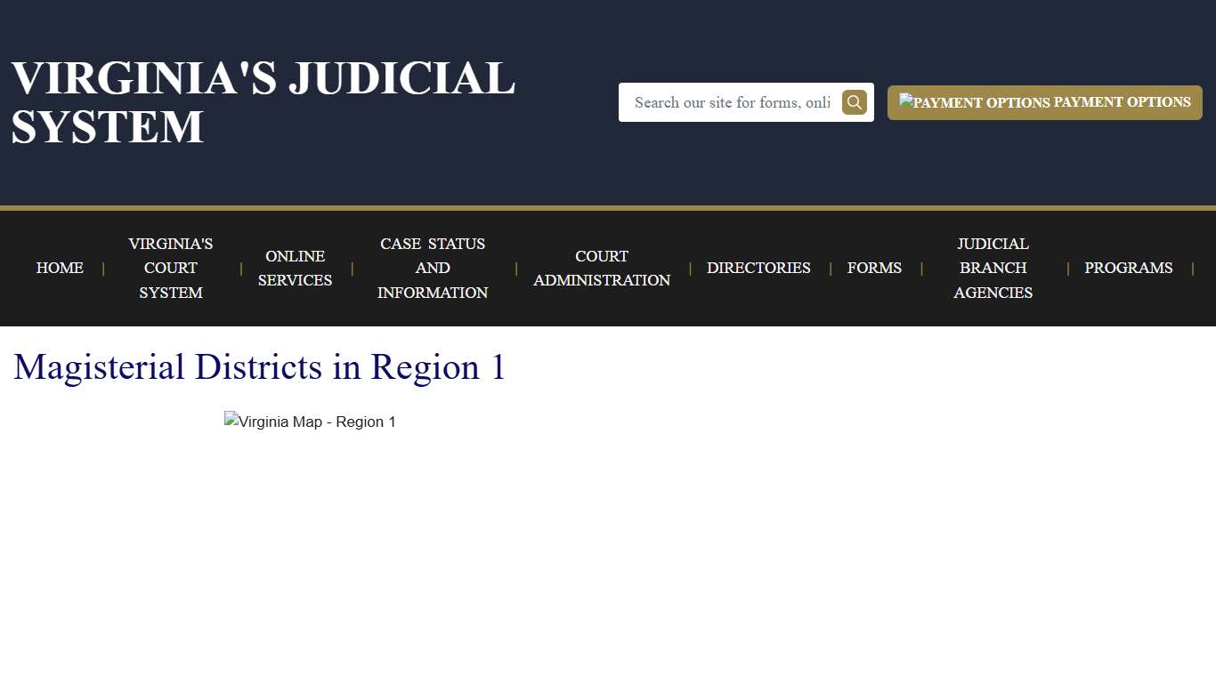 Magisterial Districts in Region 1 Virginia Court System