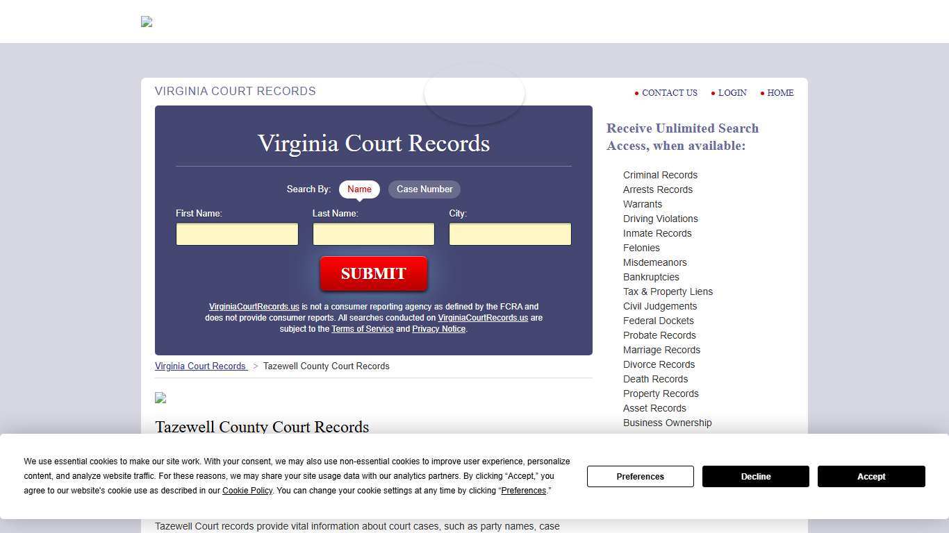 Tazewell County Court Records VirginiaCourtRecords.us