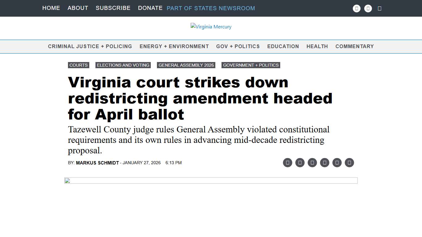Virginia court strikes down redistricting amendment headed for April ballot • Virginia Mercury